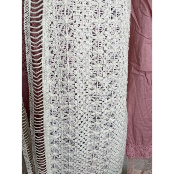 Elie Tahari Cream White Crochet look Darlene Vest M, Sleeveless Duster Open Knit - Picture 12 of 15